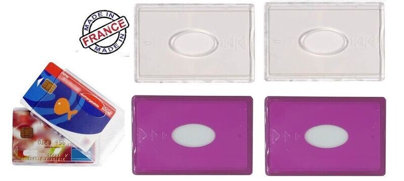 Lot de 4 Etuis Porte carte rigide Rose et Transparent, Fabriqué en France idéal cartes bancaires CB, Transport, Navigo, Carte Vitale, Etudiant, Professionnelle Lot de 4 Etuis Porte carte rigide Rose et Transparent, Fabriqué en France idéal cartes bancaires CB, Transport, Navigo, Carte Vitale, Etudiant, Professionnelle