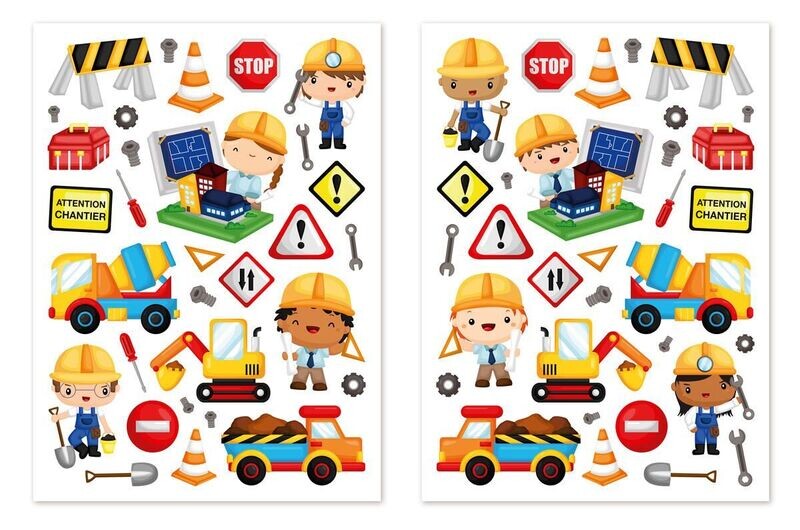 Gommettes chantier - 63 pièces - de 0,9 à  6 cm
