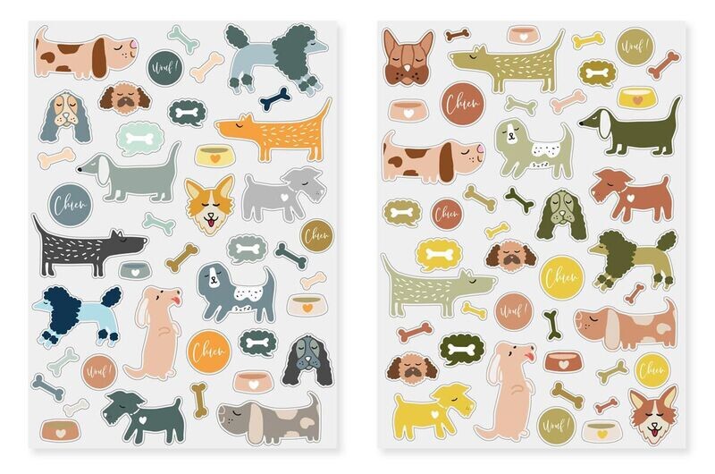 Gommettes Chien - 87 pièces - de 0,6  à  4,7 cm
