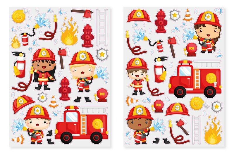 Gommettes pompiers  - 80 pièces - de 0,50 à  6,7 cm