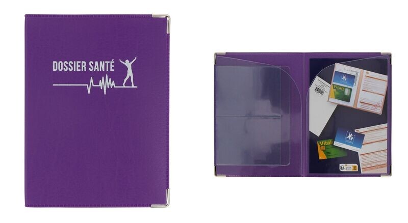Etui santé violet fabrication Française (carte vitale + carte mutuelle + ordonnances)