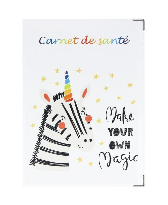 Protège carnet de santé zèbre licorne fabrication Française