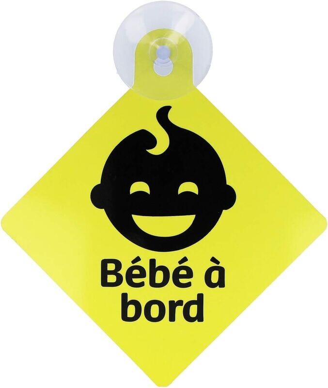 Disque "Bébé à bord"  réfléchissant à ventouse Fabrication Française