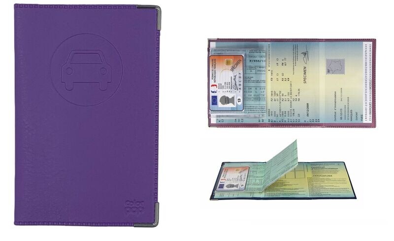 Porte papiers voiture (permis nouvelle génération) violet