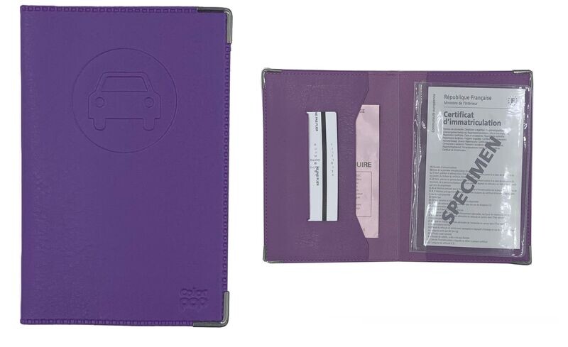 Porte papiers de voiture violet (ancien permis) Fabrication Française