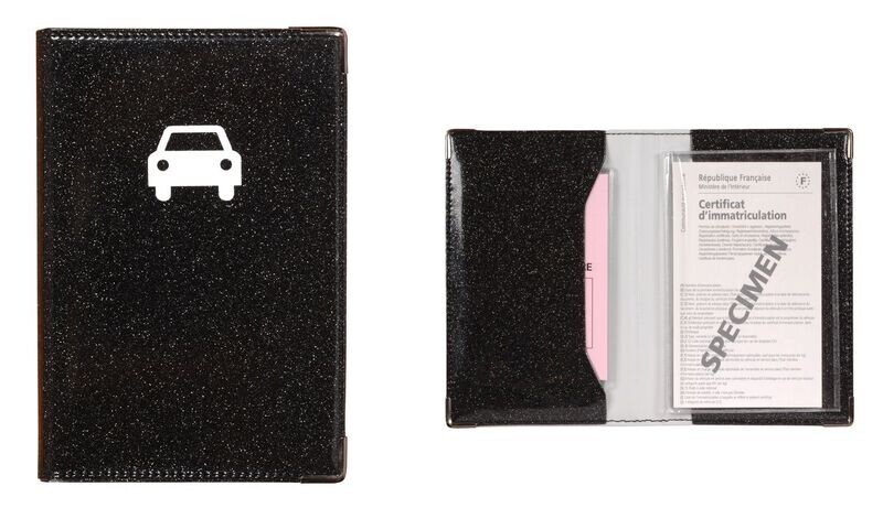 Porte papiers voiture scintillant noir (ancien permis) Fabrication Française