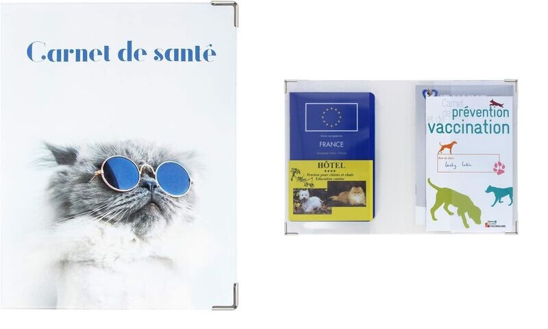 Porte documents spécial animaux (chat lunettes de star) Fabriqué en France