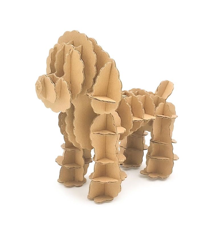 Caniche à assembler en carton petit modèle (puzzle 3D)