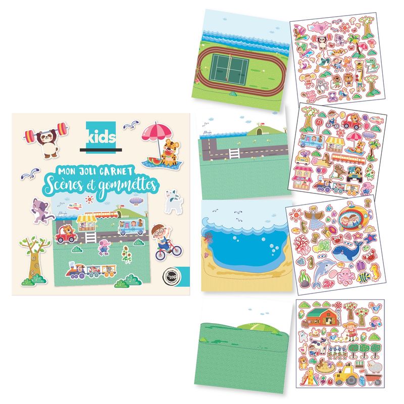 Kit Gommettes repositionnables activités - 130  stickers - 4 scènes de 21 x21 cm