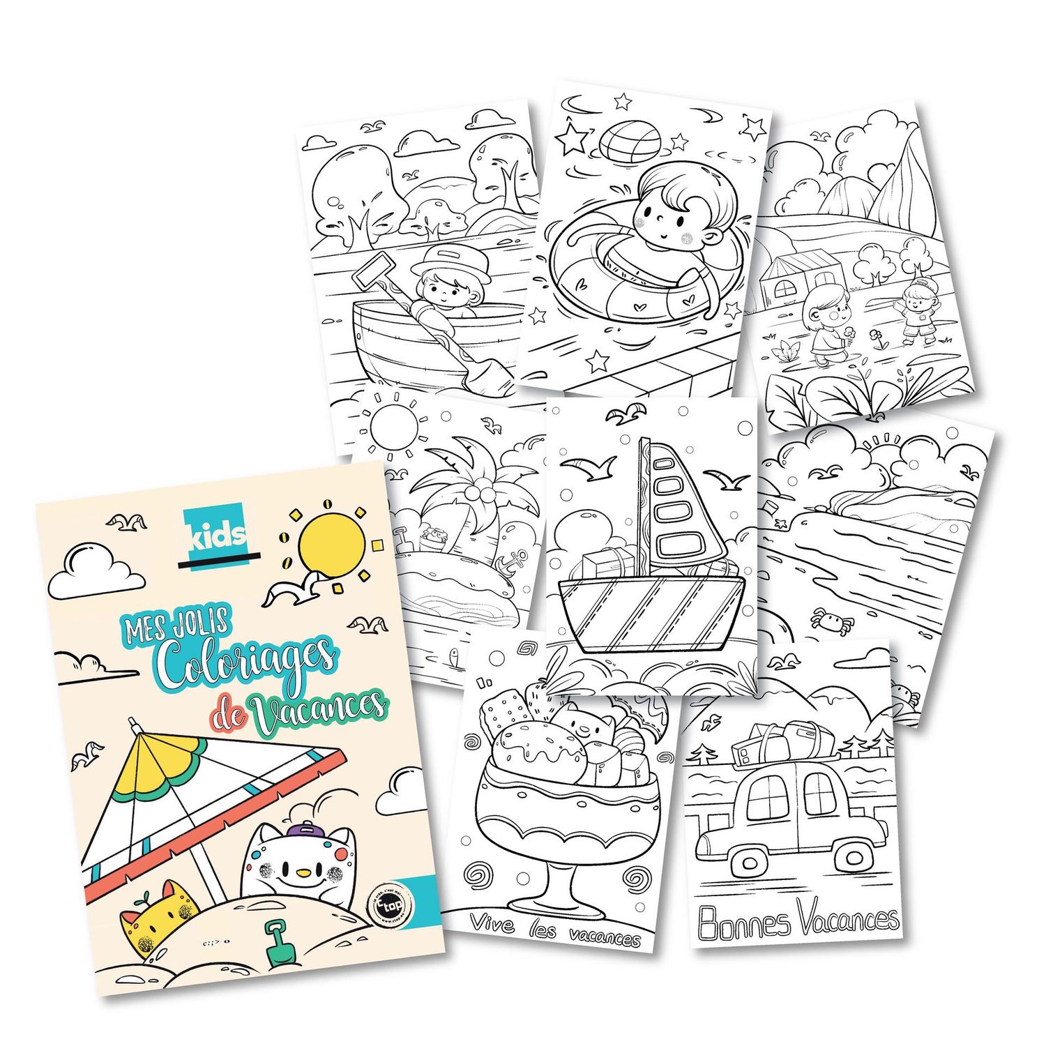 Carnet de coloriages vacances - 24 pages - 21 x 29,7 cm