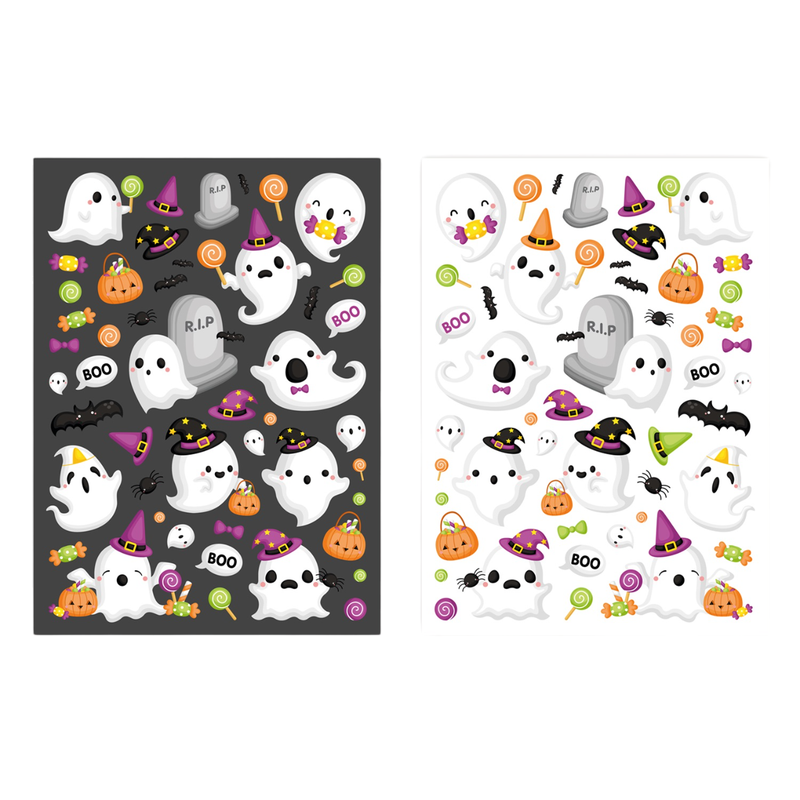 Gommettes Fantômes Halloween - 94 pièces - de 0,6 cm à 5,7 cm