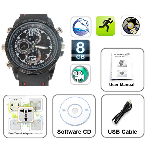 Waterproof High Definition Spy Fashion Watch with Hidden Camera - 8GB