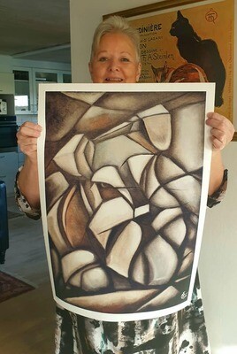 SCHNAUZER IN CUBISM, art print 45x60cm COLLECTIBLE / LIMITED