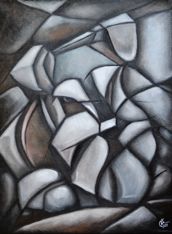 SCHNAUZER IN CUBISM, art print 45x60cm COLLECTIBLE / LIMITED
