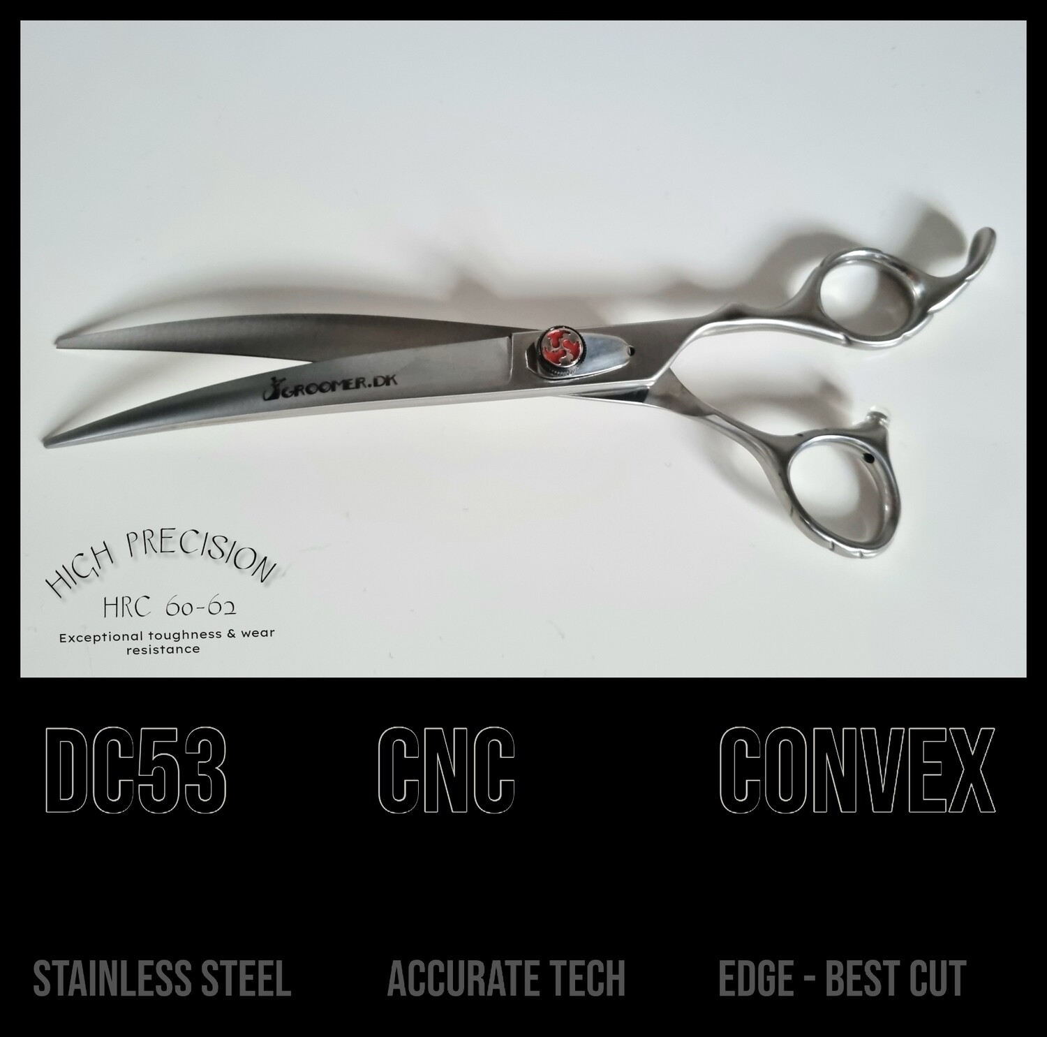 Scissors RED STONE CURVED 7.5"