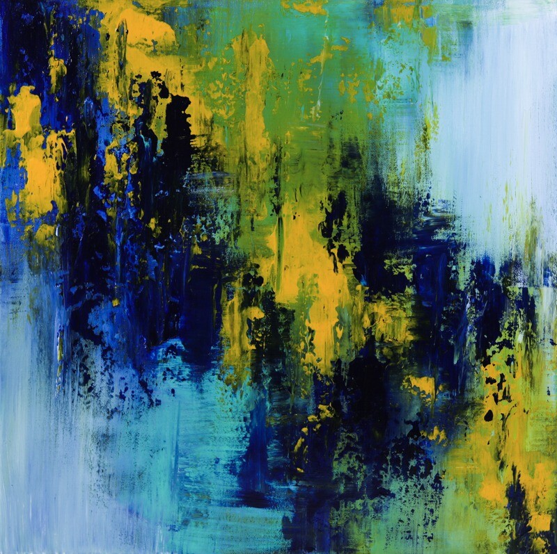 &quot;Blue Serenity&quot; - Medium Abstract Acrylic Painting - 18&quot;x18&quot;