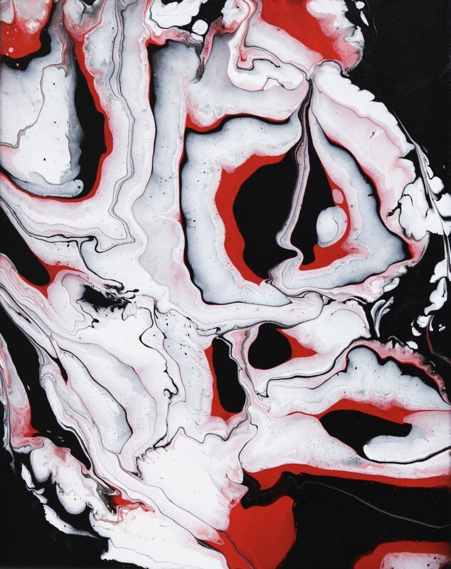 &quot;Red Pools&quot; - Small Abstract Acrylic Painting - 8&quot;x10&quot;