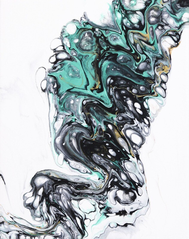&quot;Swirling Teal&quot; - Small Abstract Acrylic Painting - 8&quot;x10&quot;
