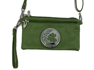 7519 Tri Zip Cell Phone Bag Olive Green
