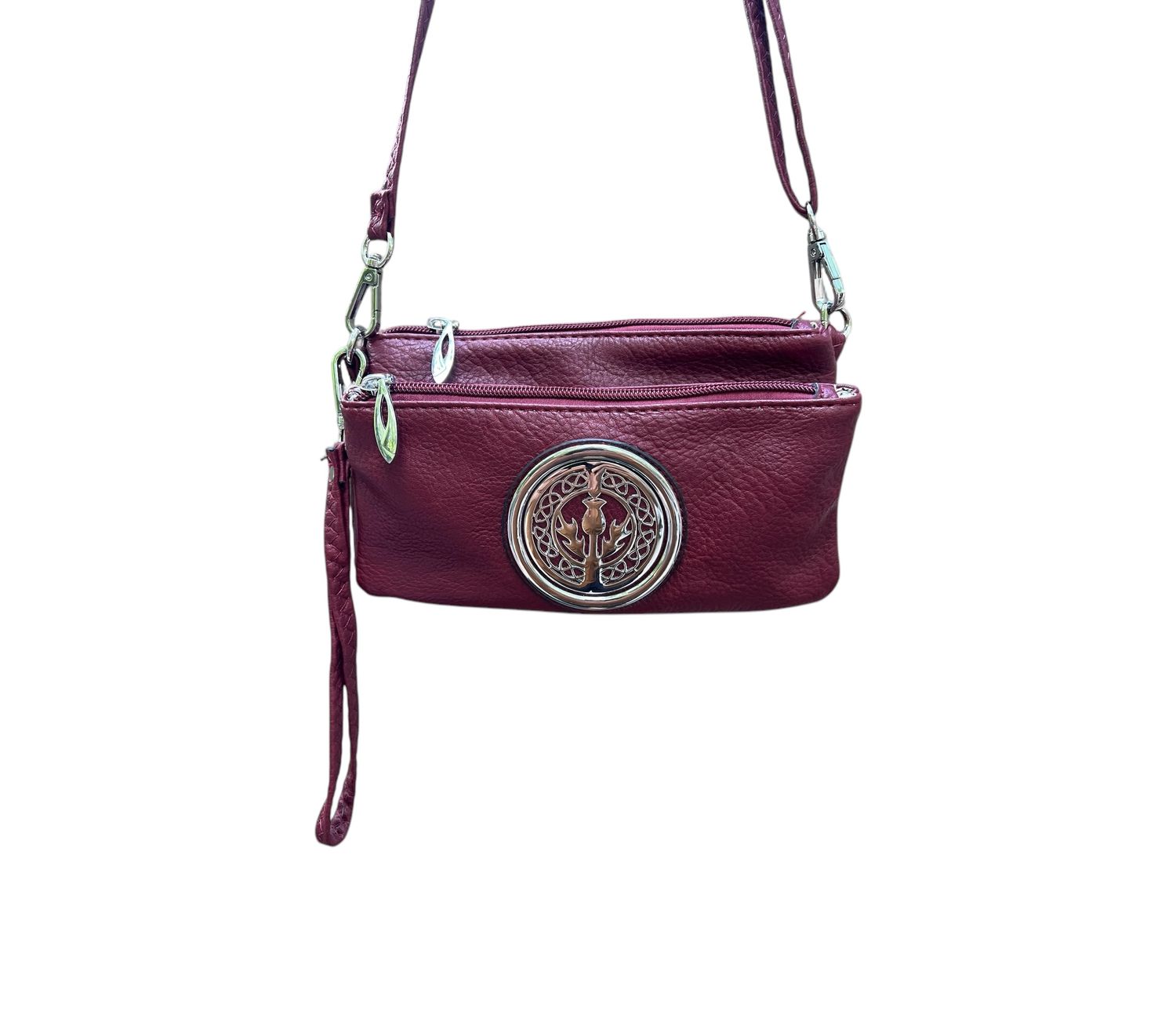 7519 Tri Zip Cell Phone Bag Red