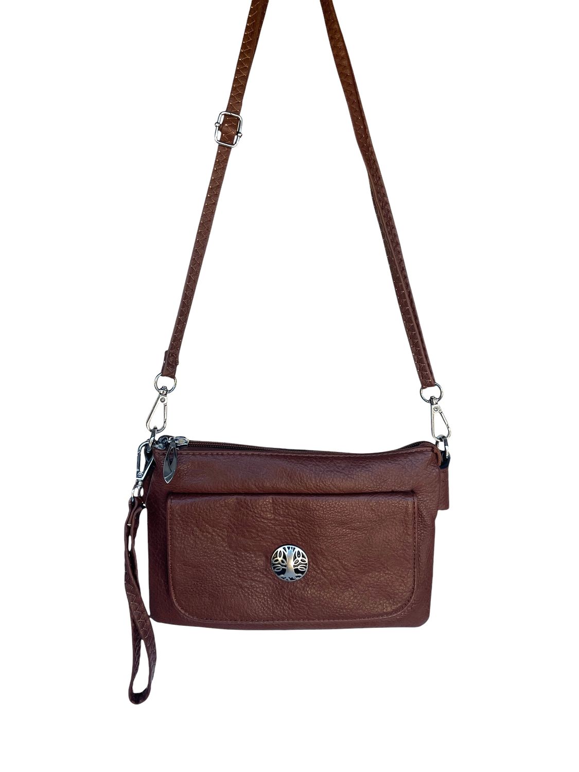 157N Camel Cell Phone Flap Bag