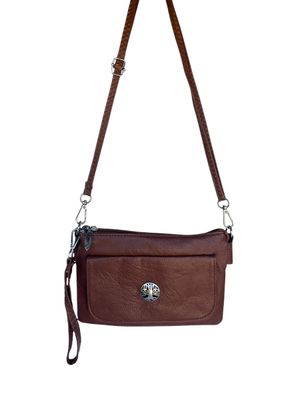 157N Camel Cell Phone Flap Bag