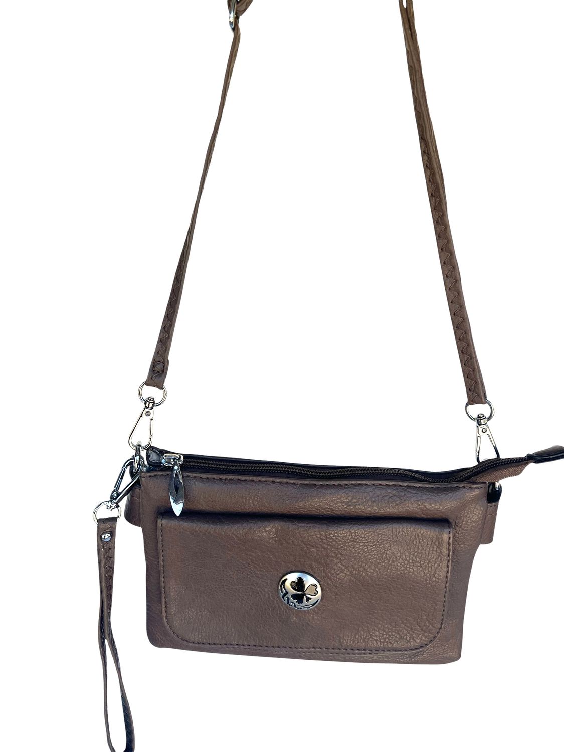 157N Mocha Cell Phone Flap Bag