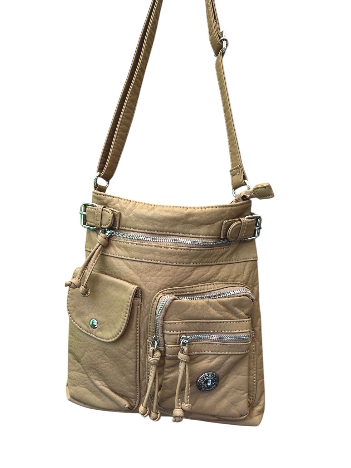 13665 Khaki Washed Pocket Bag