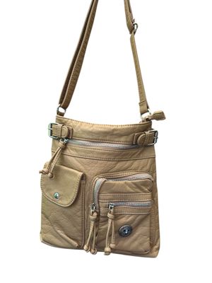 13665 Khaki Washed Pocket Bag