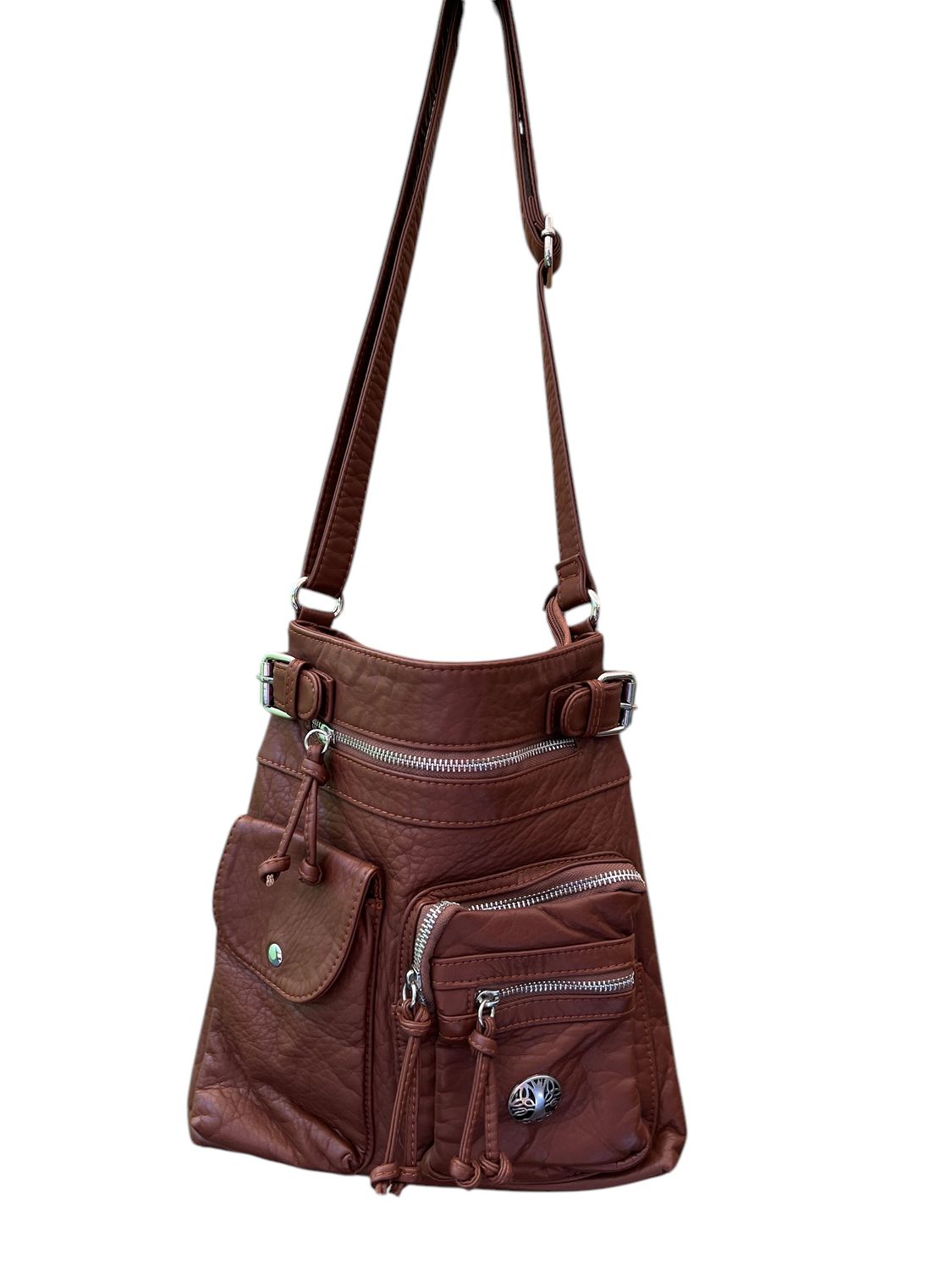 13665 Camel Brown Washed Pocket Bag