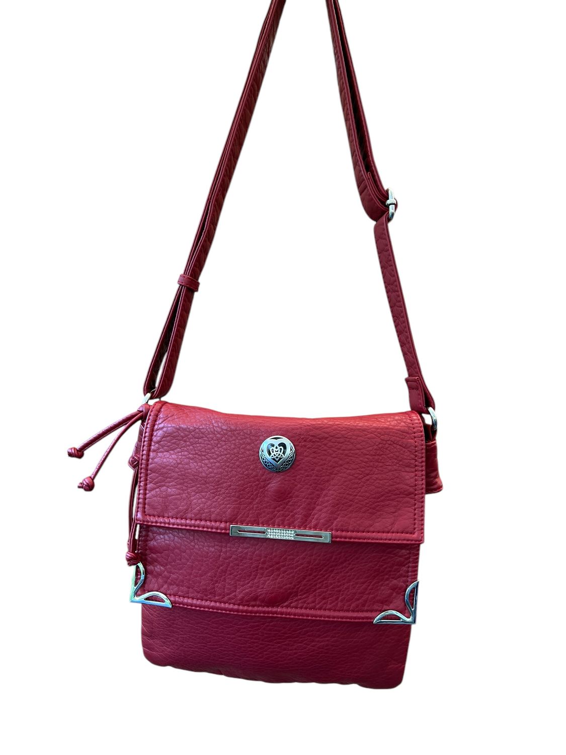19257 dk red Washed Double Flap Classic Xbody