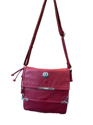 19257 dk red Washed Double Flap Classic Xbody