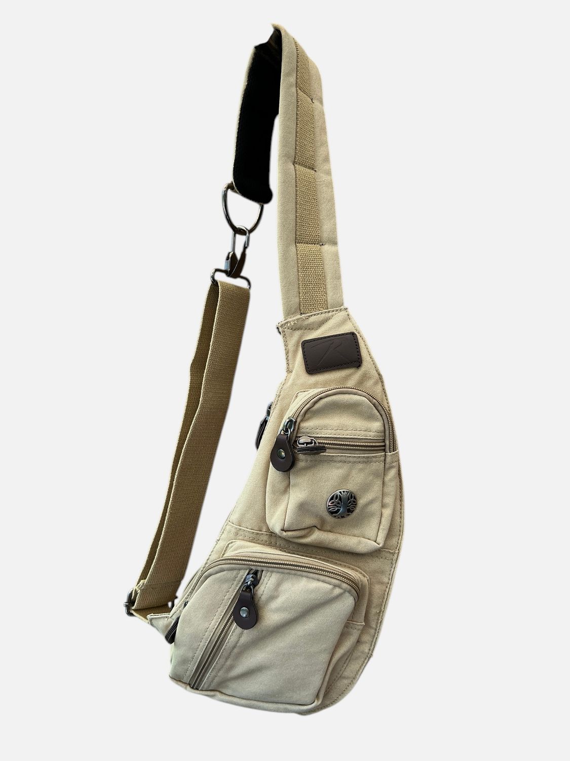 24982 Unisex Light Khaki Canvas Crossbody Sling