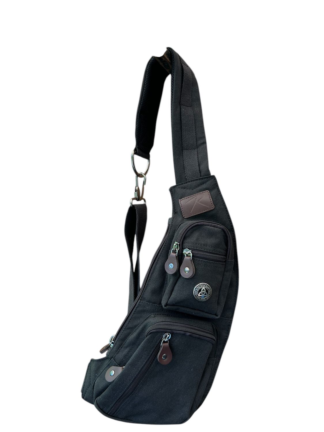 24980 Unisex Black Canvas Crossbody Sling