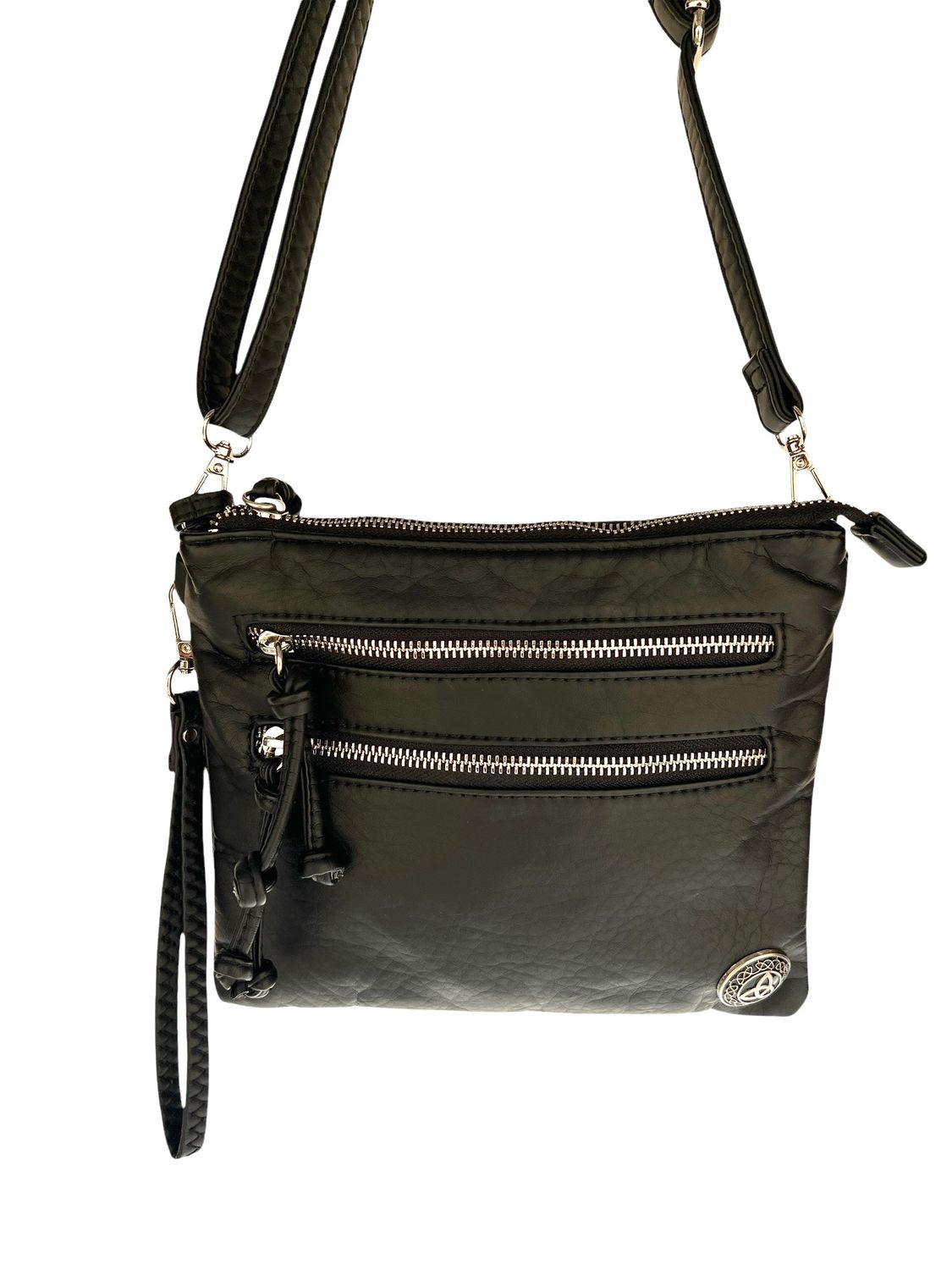 192271 Black Small Square Washed Crossbody