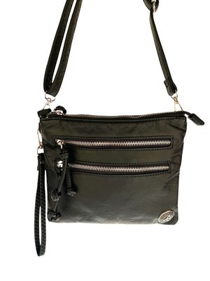 192271 Black Small Square Washed Crossbody