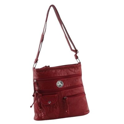 192382 Dark Red Washed Bucket Bag