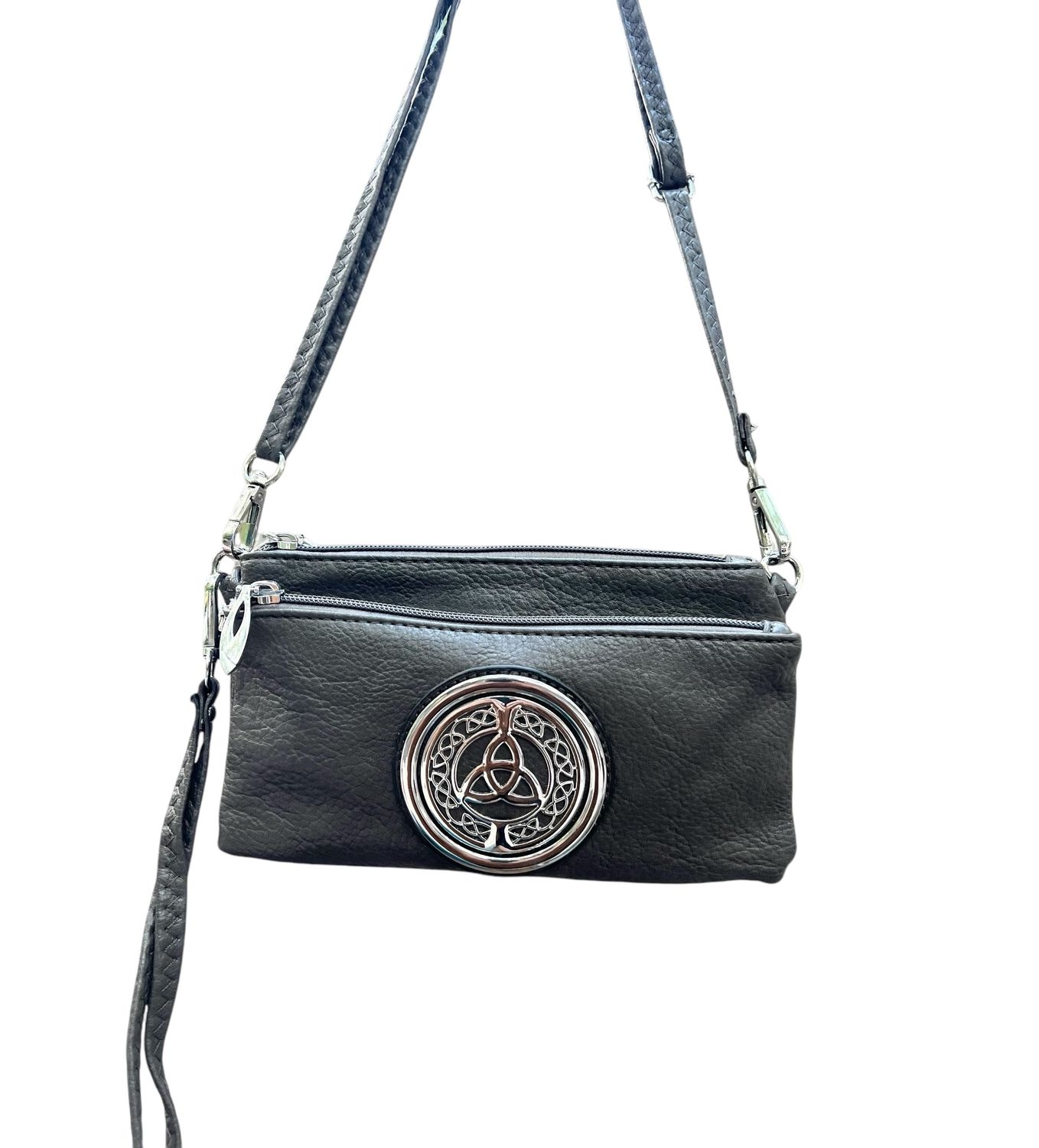 7519  Tri Zip Cell Phone Bag dk gray