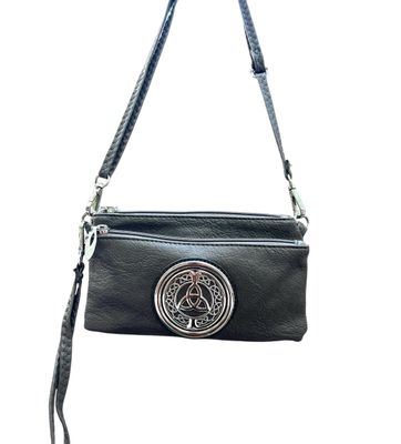7519  Tri Zip Cell Phone Bag dk gray