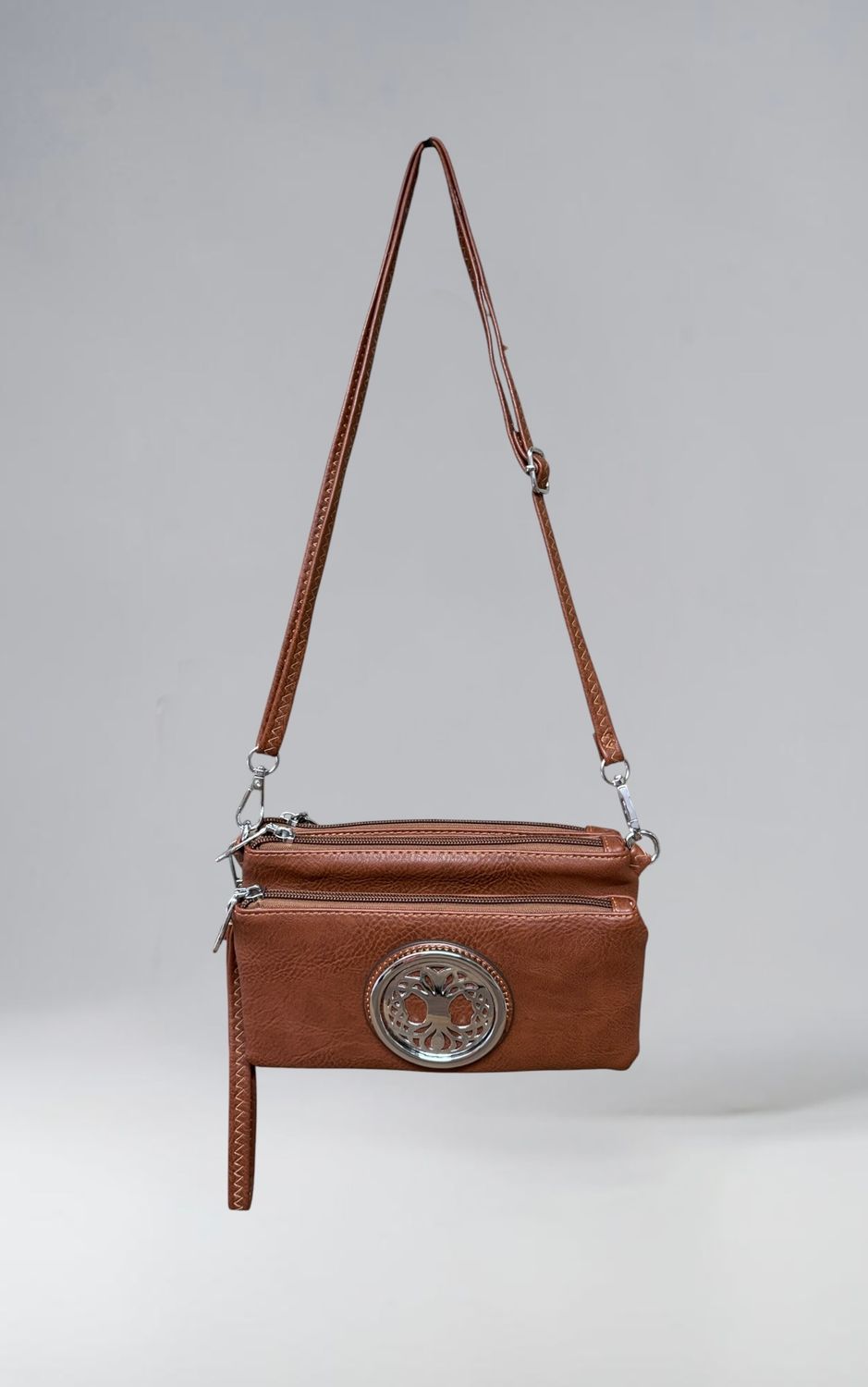 7519 Tri Zip Cell Phone Bag camel