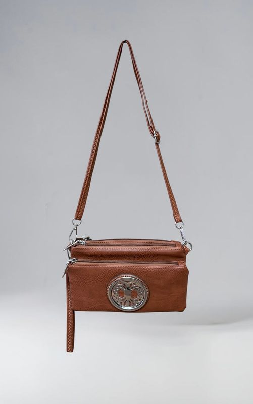 7519 Tri Zip Cell Phone Bag camel