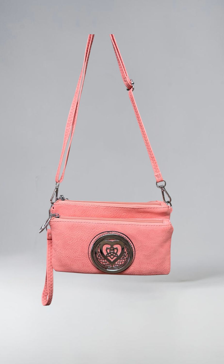 7519 Tri Zip Cell Phone Bag Pink