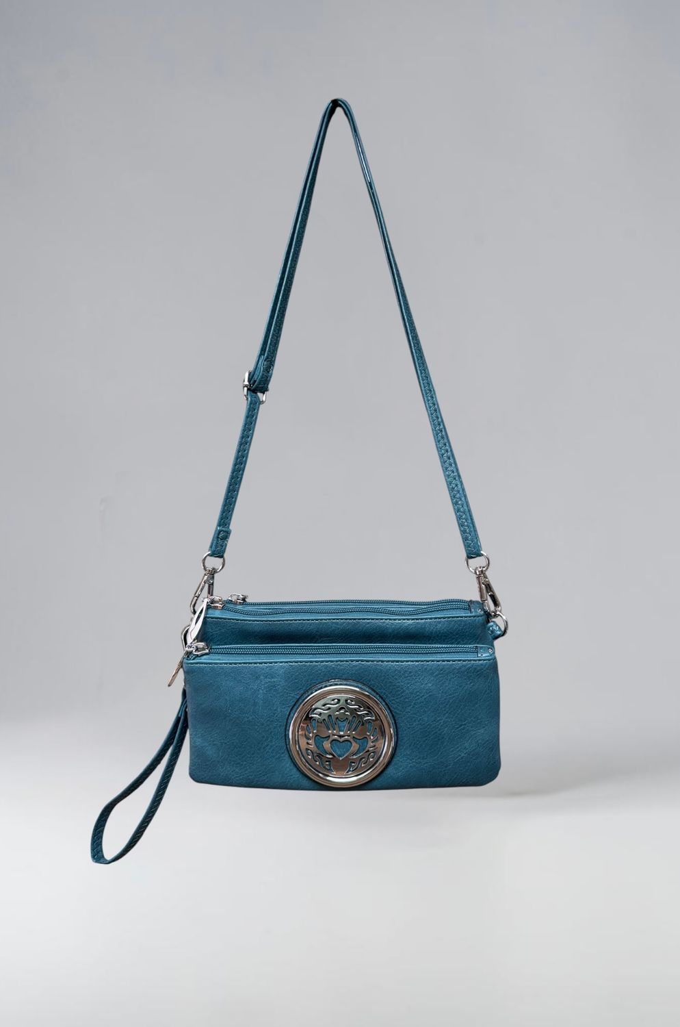 7519 Tri Zip Cell Phone Bag teal