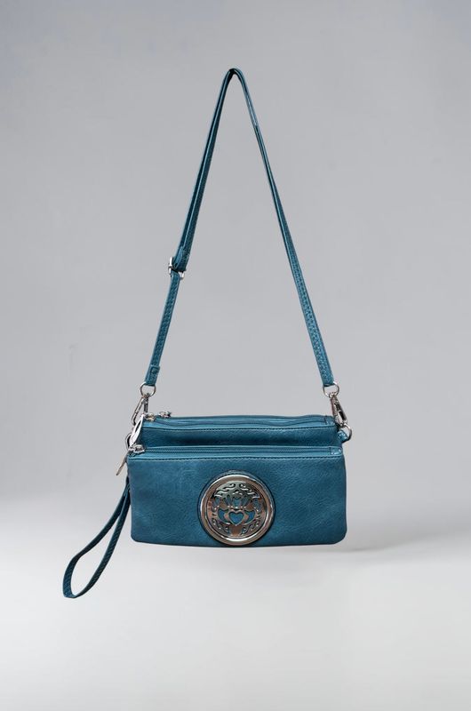 7519 Tri Zip Cell Phone Bag teal