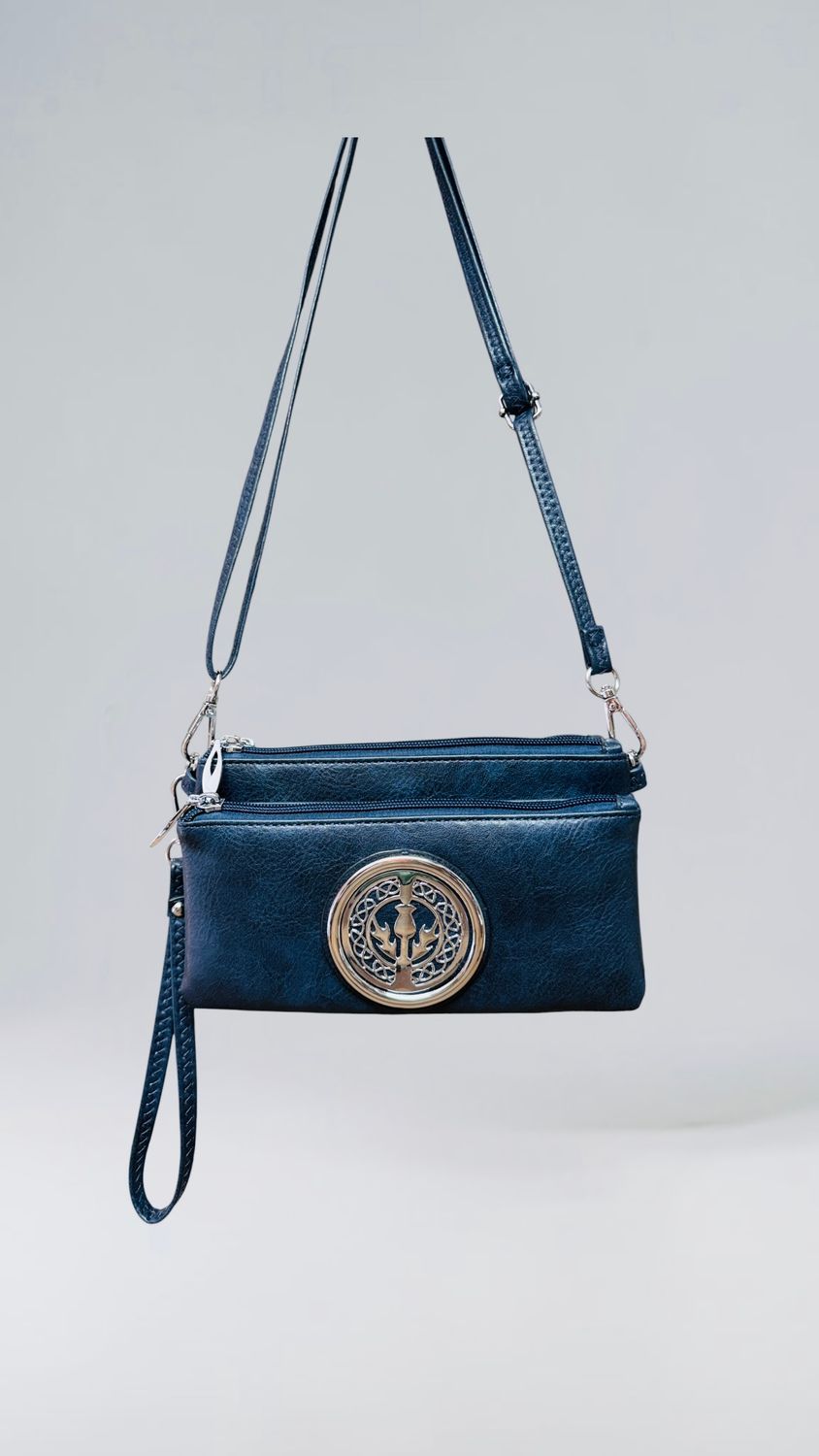 7519 Tri Zip Cell Phone Bag navy