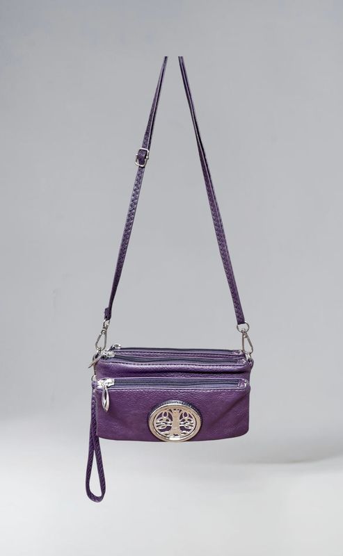 7519 Tri Zip Cell Phone Bag Purple