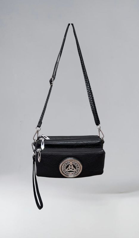 7519 Tri Zip Cell Phone Bag Black