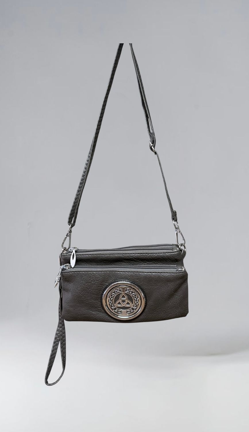 7519 Dk Gray Tri Zip Cell Phone Bag