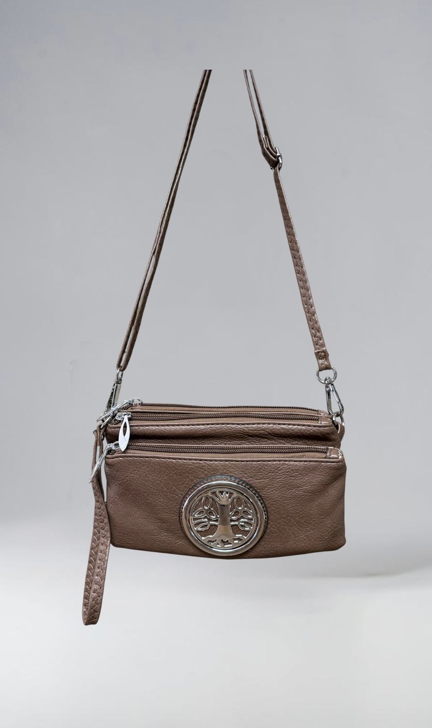 7519 Mocha Tri Zip Cell Phone Bag