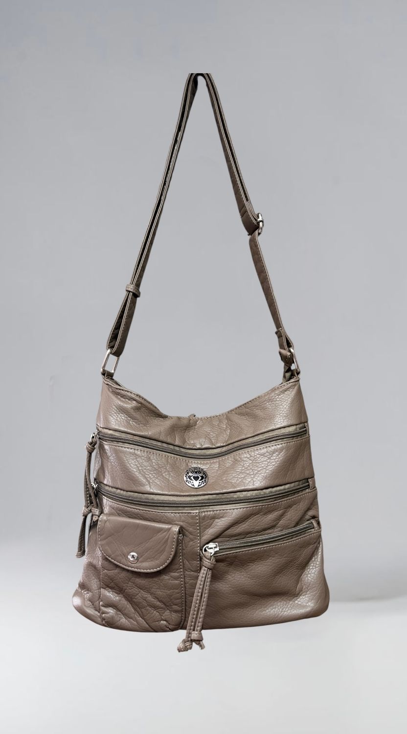 192382 Gray  Washed Bucket Crossbody Bag